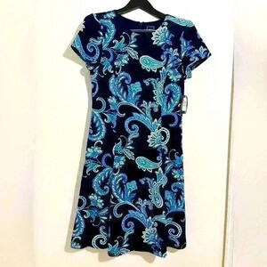 NWT JH Paisley Stretchy Mini Dress Blue Size L